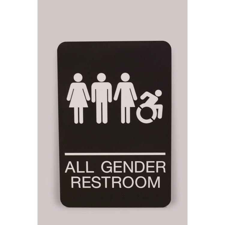 U. S. STAMP & SIGN ADA Sign, All Gender Restroom, 6 x 9, Black Face, White Graphics (USS7781)