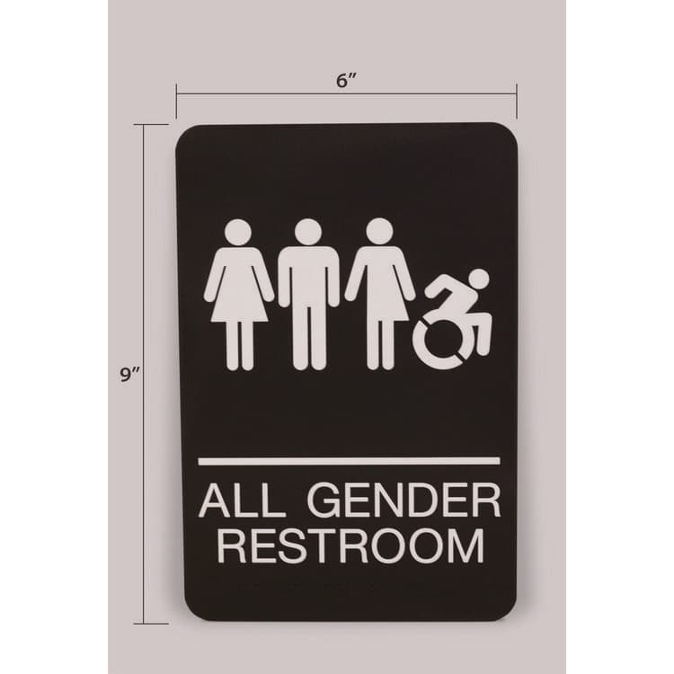 U. S. STAMP & SIGN ADA Sign, All Gender Restroom, 6 x 9, Black Face, White Graphics (USS7781) thumbnail 3