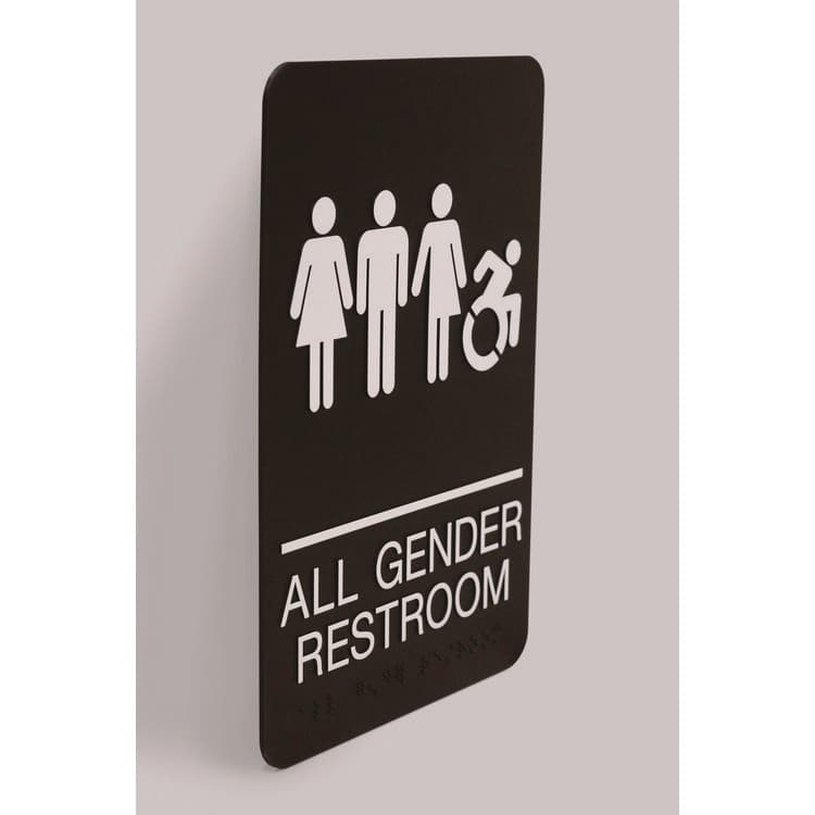 U. S. STAMP & SIGN ADA Sign, All Gender Restroom, 6 x 9, Black Face, White Graphics (USS7781) thumbnail 4