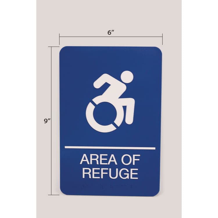 U. S. STAMP & SIGN ADA Sign, Area of Refuge, 6 x 9, Blue Face, White Graphics (USS7783) thumbnail 3
