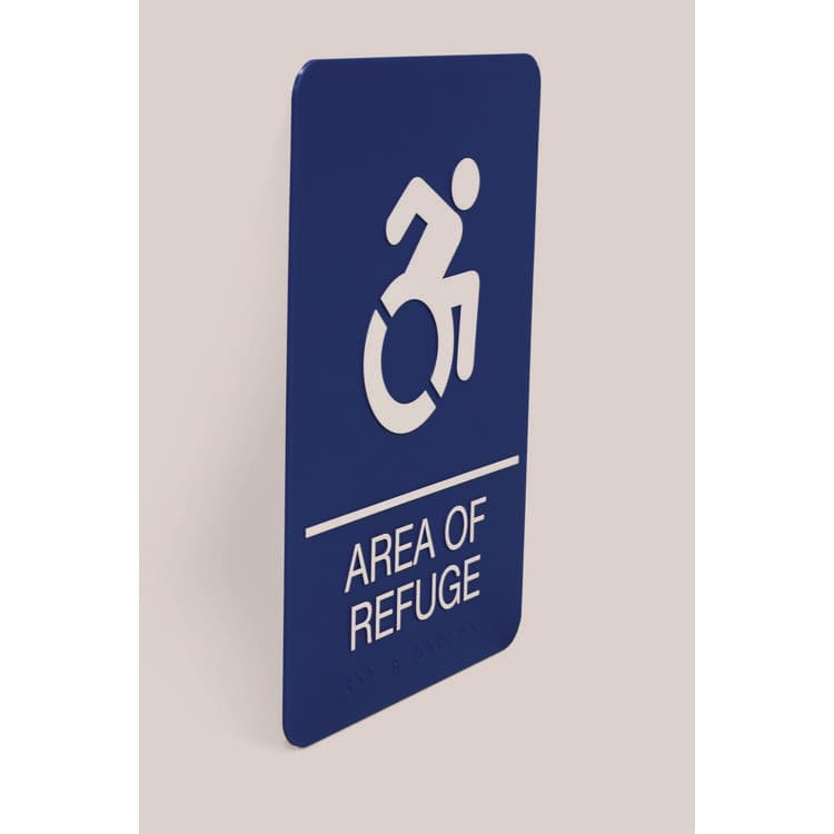 U. S. STAMP & SIGN ADA Sign, Area of Refuge, 6 x 9, Blue Face, White Graphics (USS7783) thumbnail 4