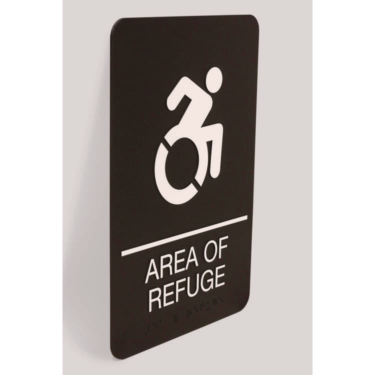 U. S. STAMP & SIGN ADA Sign, Area of Refuge, 6 x 9, Black Face, White Graphics (USS7784) thumbnail 4