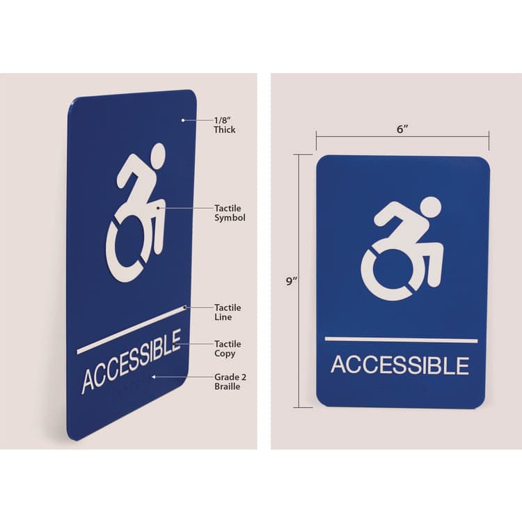 U. S. STAMP & SIGN ADA Sign, Accessible, 6 x 9, Blue Face, White Graphics (USS7786) thumbnail 2