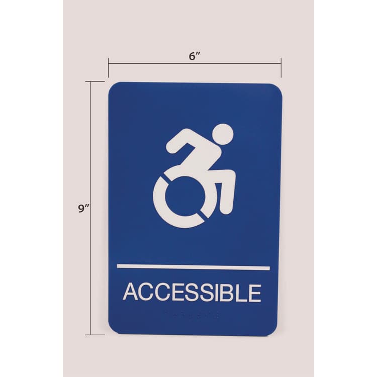 U. S. STAMP & SIGN ADA Sign, Accessible, 6 x 9, Blue Face, White Graphics (USS7786) thumbnail 3