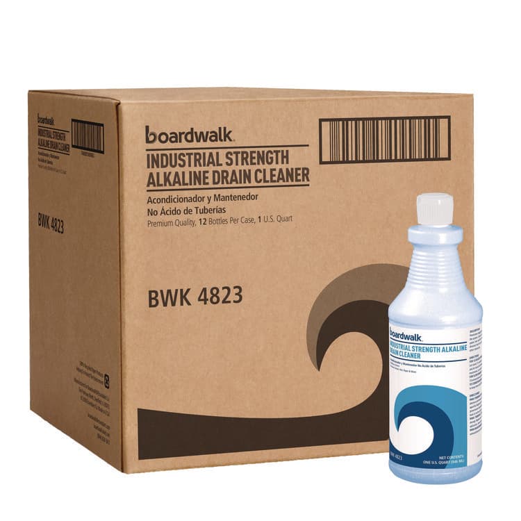 BOARDWALK Industrial Strength Alkaline Drain Cleaner and Clog Remover, 32 oz Bottle, 12/Carton (BWK4823) thumbnail 4