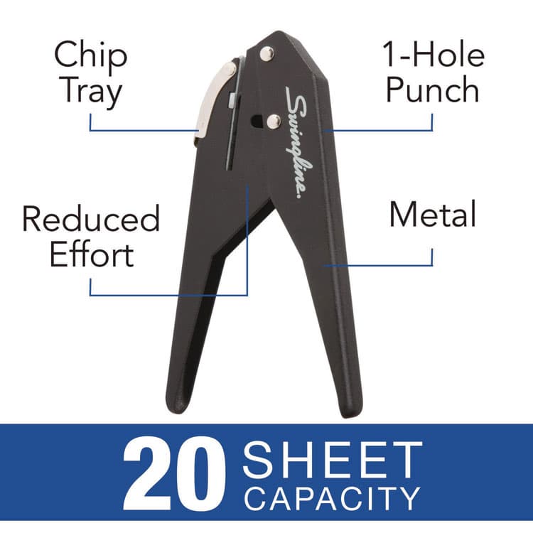 ACCO BRANDS, . 20-Sheet Low Force One-Hole Punch, 9/32" Holes, Black (SWI74017) thumbnail 4