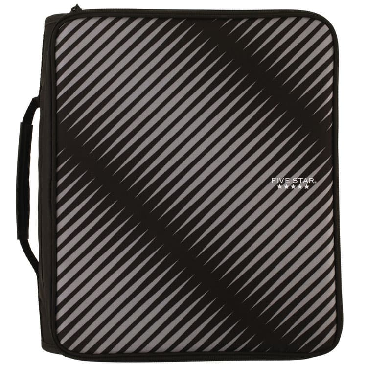 MEAD PRODUCTS Zipper Binder, 3 Rings, 2" Capacity, 11 x 8.5, Black/Gray Zebra Print Design (ACC72536EA)