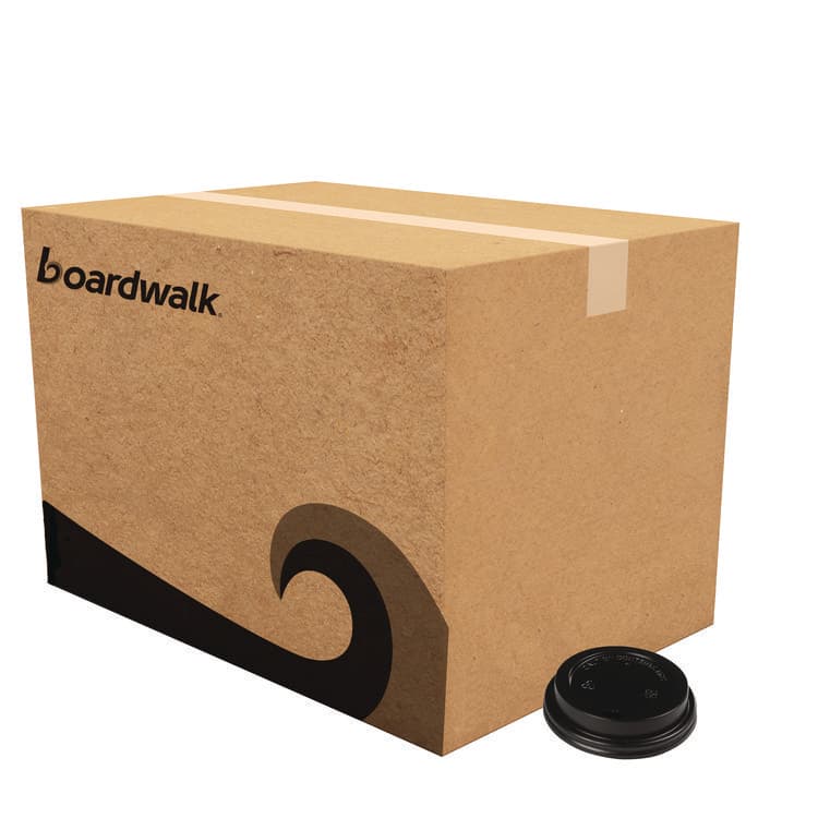 BOARDWALK Hot Cup Lids, Fits 10 oz to 20 oz Hot Cup, Plastic, Black, 1,000/Carton (BWKHOTBL1020)