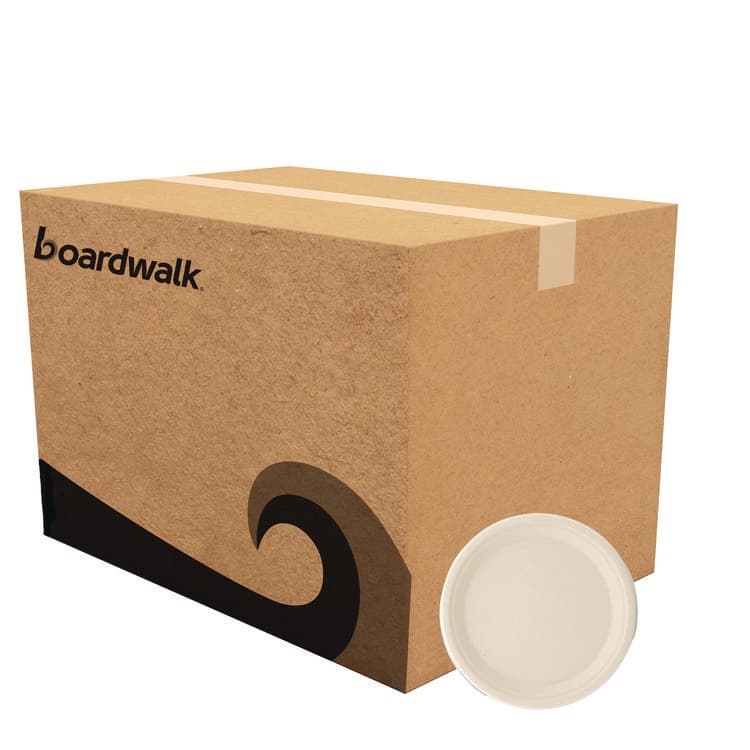 BOARDWALK Bagasse PFAS-Free Dinnerware, Plate, Sugarcane, 10" dia, Tan, 500/Carton (BWKPLATE10NPFA)