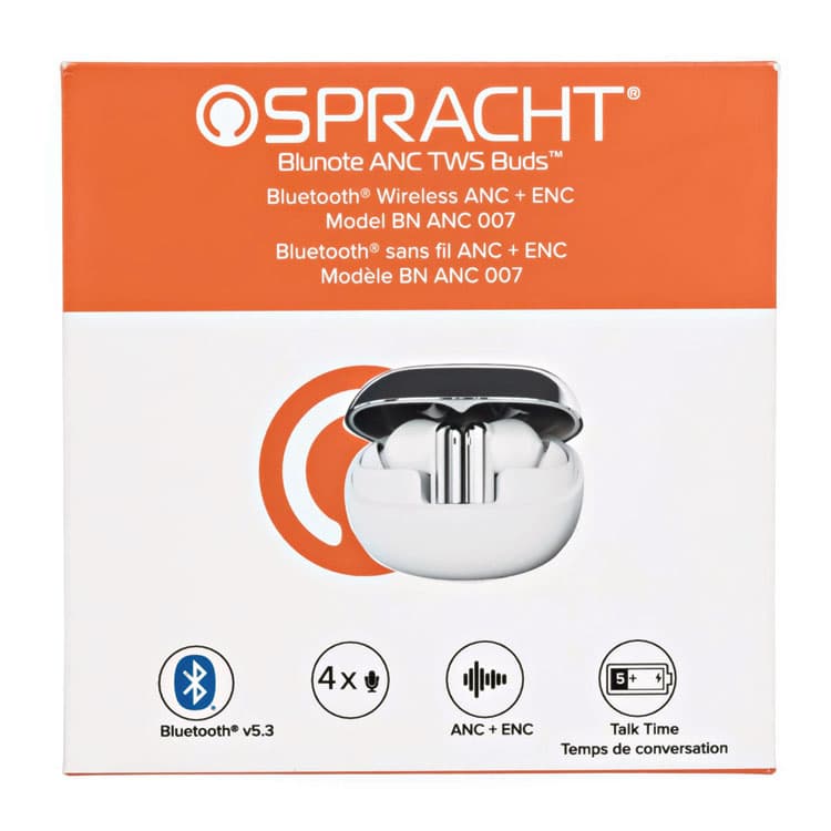 SPRACHT Blunote Earbuds, Silver/White (SPTBNANC007) thumbnail 2
