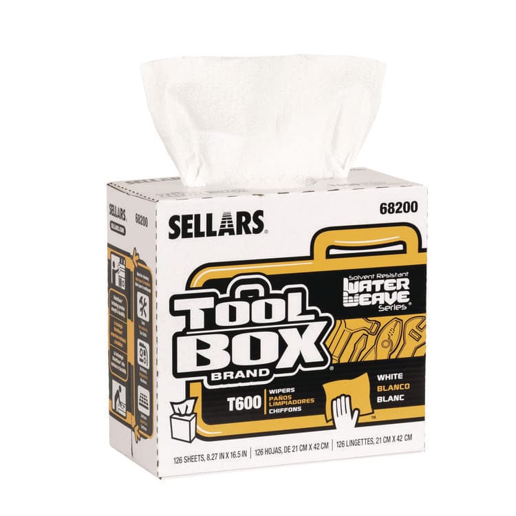 SELLARS ABSORBENT MATERIALS, . TOOLBOX WaterWeave T600 Wipers, 1-Ply, 8.27 x, 16.5, White, 126 Sheets/Box, 10 Boxes/Carton (SLR68200) thumbnail 2