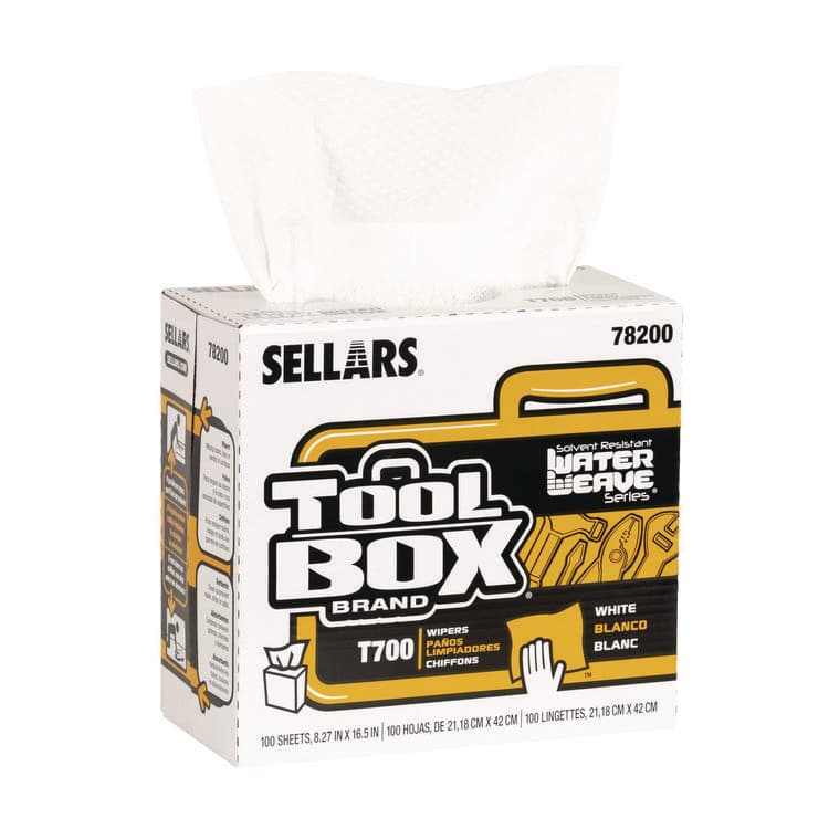 SELLARS ABSORBENT MATERIALS, . TOOLBOX WaterWeave T700 Wipers, 1-Ply, 8.27 x 16.5, White, 100 Sheets/Box, 8 Boxes/Carton (SLR78200) thumbnail 2
