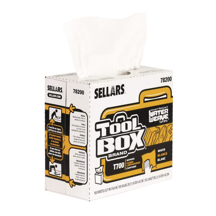 SELLARS ABSORBENT MATERIALS, . TOOLBOX WaterWeave T700 Wipers, 1-Ply, 8.27 x 16.5, White, 100 Sheets/Box, 8 Boxes/Carton (SLR78200) thumbnail 4