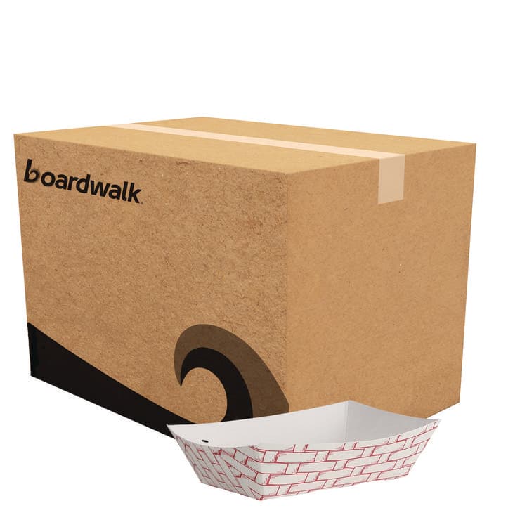 BOARDWALK Paper Food Baskets, 0.25 lb Capacity, 2.69 x 4 x 1.05, Red/White, 1,000/Carton (BWK30LAG025)