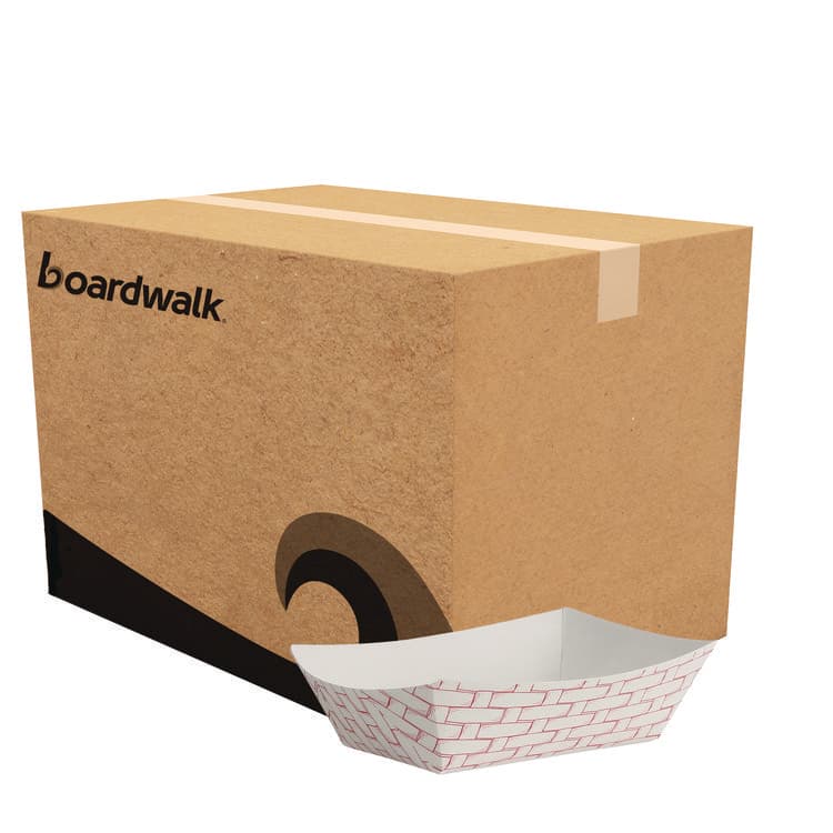 BOARDWALK Paper Food Baskets, 0.5 lb Capacity, Red/White, 1,000/Carton (BWK30LAG050)
