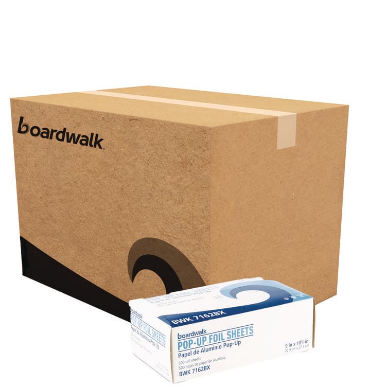 BOARDWALK Standard Aluminum Foil Pop-Up Sheets, 63 Gauge, 9 x 10.75, 500/Box, 6 Boxes/Carton (BWK7162)