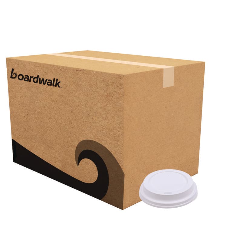 BOARDWALK Deerfield Hot Cup Lids, Fits 10 oz to 20 oz Boardwalk Deerfield Hot Cups, Plastic, White, 50/Pack, 20 Packs/Carton (BWKDEERHLIDW)