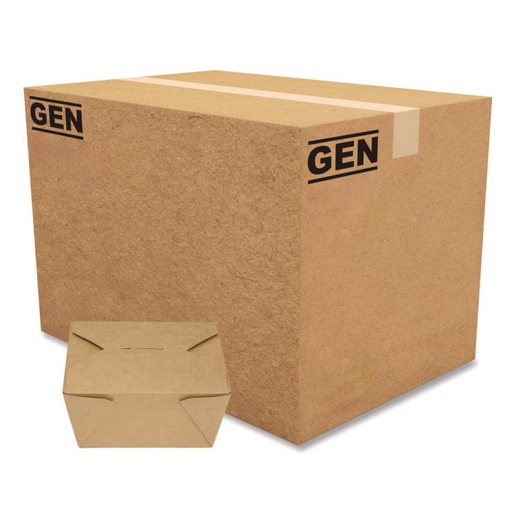 GEN Reclosable Kraft Take-Out Box, 30 oz, 5.06 x 4.27 x 2.4, Brown, Paper, 450/Carton (GENPAPERBOX1)