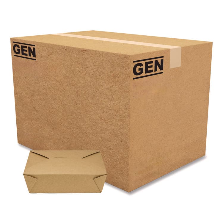 GEN Reclosable Kraft Take-Out Box, 76 oz, 8.58 x 6.28 x 2.4, Brown, Paper, 200/Carton (GENPAPERBOX3)