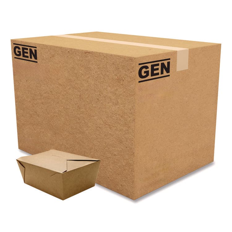 GEN Reclosable Kraft Take-Out Box, 110 oz, 8.93 x 6.65 x 3.5, Brown, Paper, 160/Carton (GENPAPERBOX4)