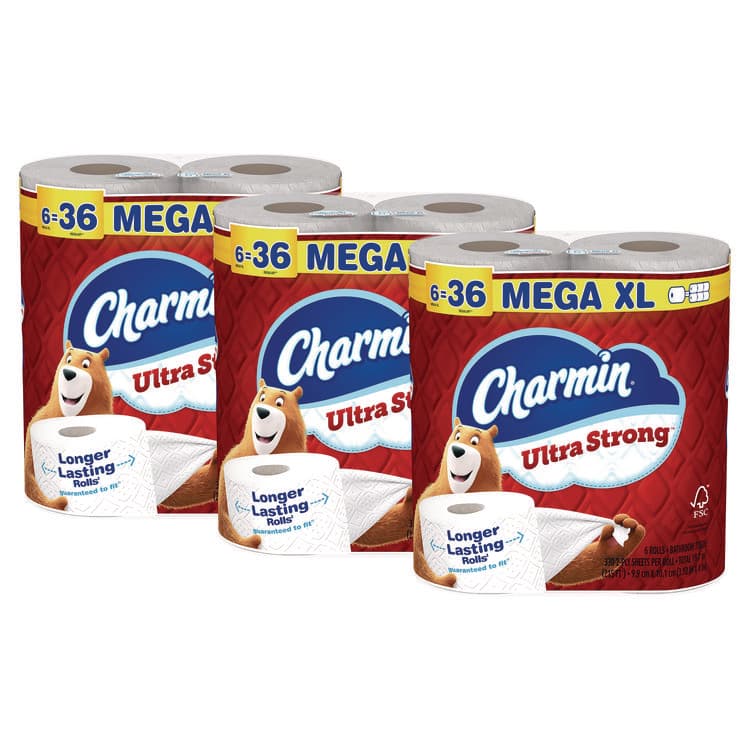 PROCTER & GAMBLE Ultra Strong Bathroom Tissue, Septic Safe, 2-Ply, White, 330 Sheets/Roll, 6 Rolls/Pack, 3 Packs/Carton (PGC13449)