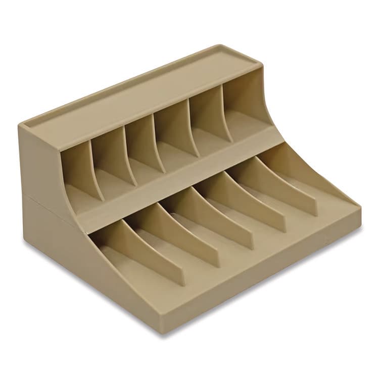 CONTROLTEK Coin Wrapper and Bill Strap Two-Tier Rack, 11 Compartments, 9.38" x 8.13" x 4.63", Pebble Beige (CNK500013)