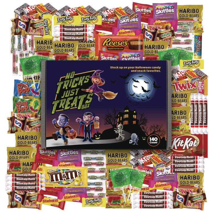 SNACK BOX PROS No Tricks Just Treats Halloween Box, Assorted Varieties, 140 Count (GRR70000084) thumbnail 3