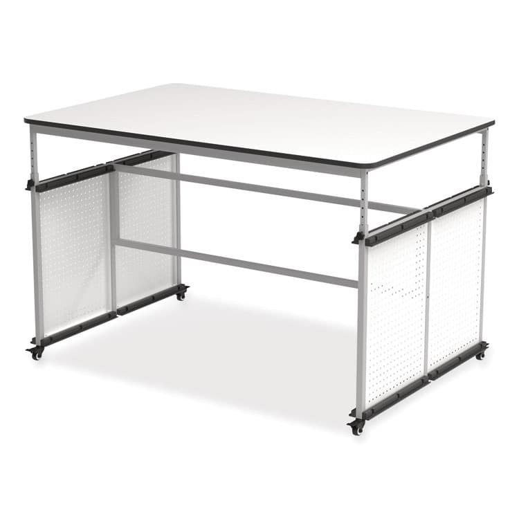 LUXOR WORKSPACES, LLC MBS Classroom Science Lab Makerspace Table, Rectangular, 60.25 x 39.25 x 38, White Top, Gray Base/Legs (LXCDTTB001)