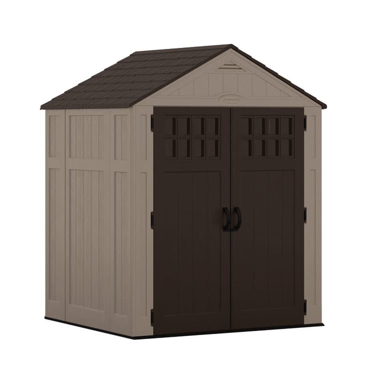 SUNCAST CORPORATION Everett Storage Shed, 201 cu ft, 6 ft 2.75" x 5 ft 5.25" x 7 ft 8.75", Dark Taupe/Black/Slate (SUABMS6511D)