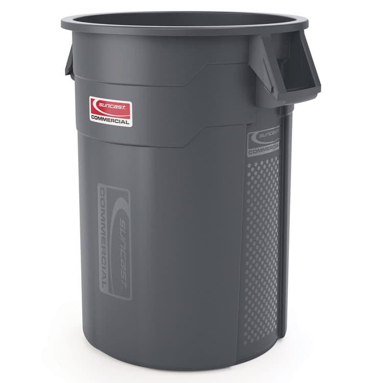 SUNCAST CORPORATION Utility Trash Can, 56.9 gal, Plastic, Gray (SUATCU55)