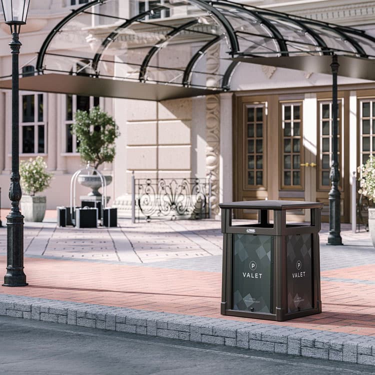 SUNCAST CORPORATION Resin Customizable Garbage Can with Covered Lid, 34.4 gal, Plastic, Java (SUARMCC3501) thumbnail 2