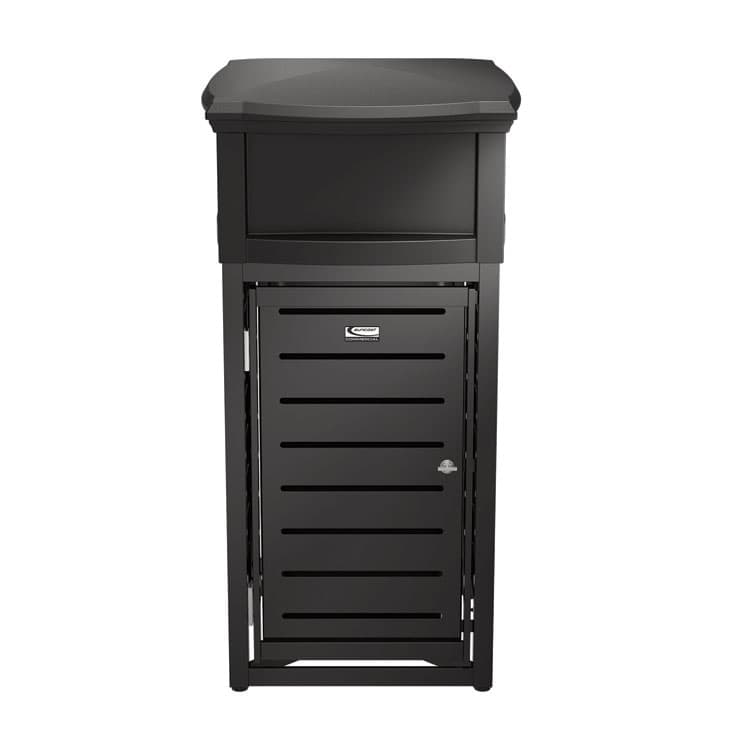 SUNCAST CORPORATION Outdoor Decorative Metal Square Trash Can with Two-Way Lid, 29 gal, Plastic, Black (SUAMTCSQ300) thumbnail 3