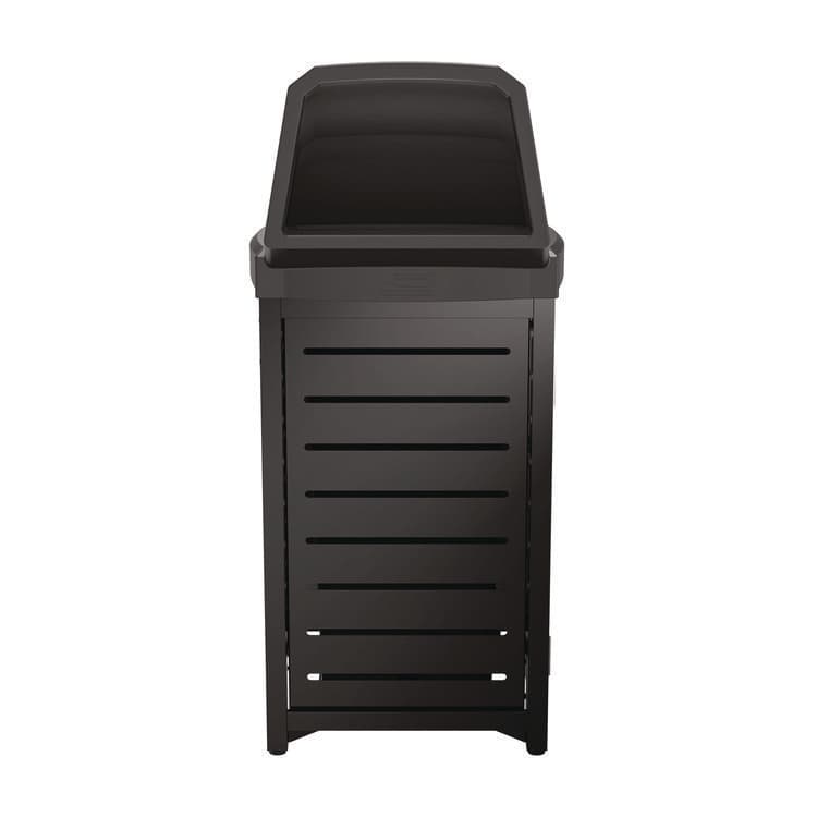 SUNCAST CORPORATION Outdoor Decorative Metal Square Trash Can with Chute Lid, 30 gal, Metal, Black (SUAMTCSQ305) thumbnail 4