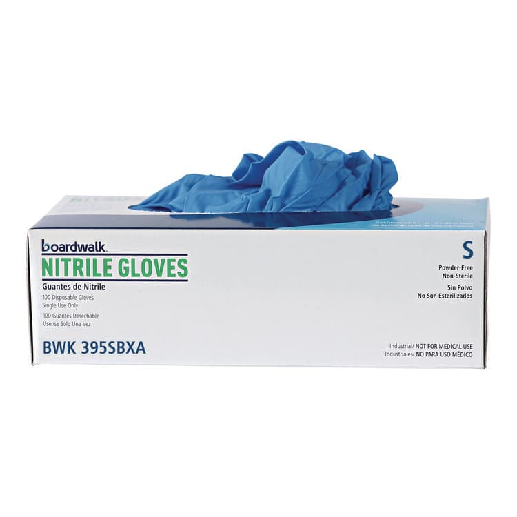 BOARDWALK Blue Disposable Nitrile Gloves, 380 Series, Powder-Free, X-Large, 4 mil Thick, 9.5" Long, Blue, 100/Box, 10 Boxes/Carton (BWK370XLCT) thumbnail 3