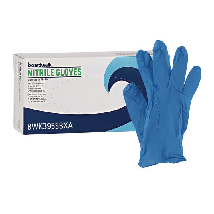 BOARDWALK 395 Series Disposable General-Purpose Nitrile Gloves, Powder-Free, Small, 5 mil Thick, 9.5" Long, Blue, 100/Box (BWK395SBXA)