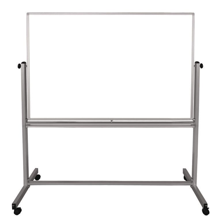 LUXOR WORKSPACES, LLC Mobile Magnetic Whiteboard, 60" x 40", White Surface, Silver Aluminum Frame (LXCMB6040WW)
