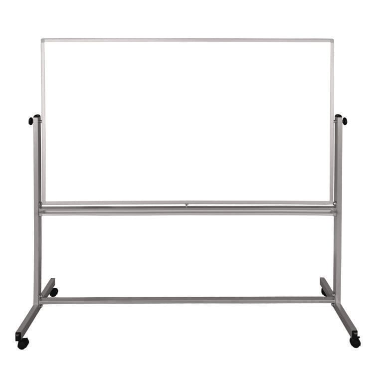 LUXOR WORKSPACES, LLC Mobile Magnetic Whiteboard, 72" x 40", White Surface, Silver Aluminum Frame (LXCMB7240WW)