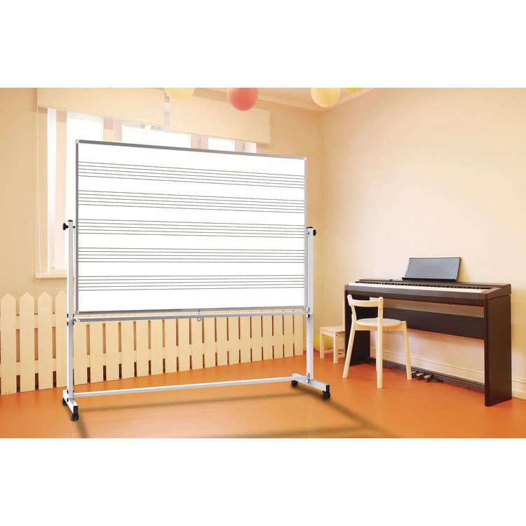 LUXOR WORKSPACES, LLC Mobile Music Staff Whiteboard, Dual-Sided Music Notation, 72" x 48", White Surface, Silver Aluminum Frame (LXCMB7248MM) thumbnail 4