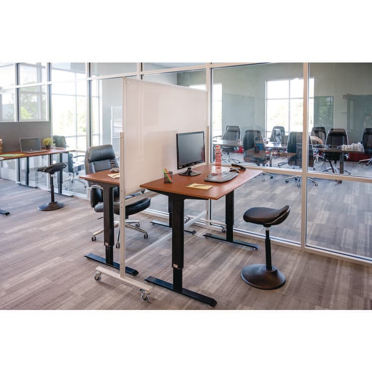 LUXOR WORKSPACES, LLC Mobile Magnetic Glass Dry Erase Board, 60" x 40", White Surface, Silver Aluminum Frame (LXCMMGB6040) thumbnail 2