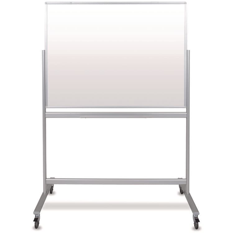 LUXOR WORKSPACES, LLC Mobile Magnetic Glass Dry Erase Board, 48" x 36", White Surface, Silver Aluminum Frame (LXCMMGB4836)