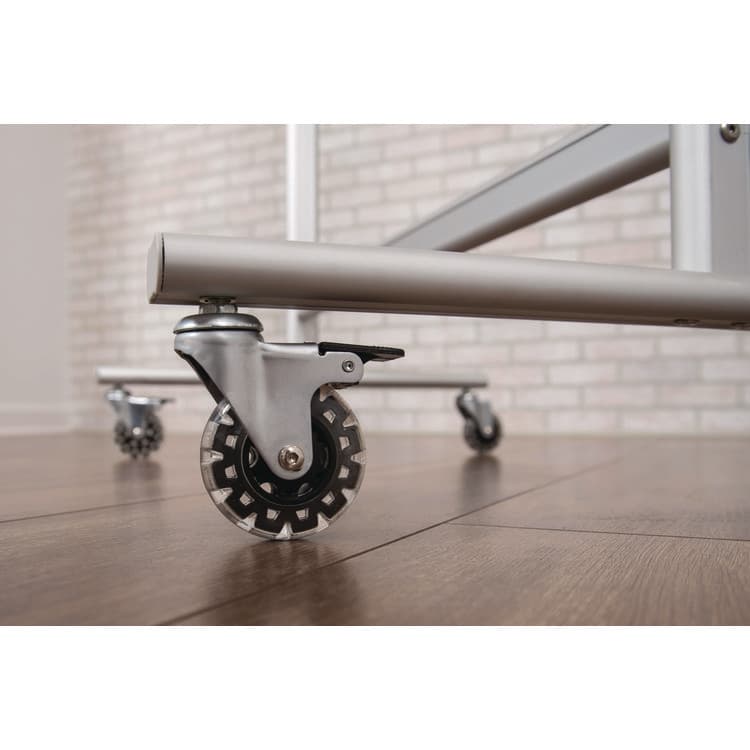 LUXOR WORKSPACES, LLC Mobile Magnetic Glass Dry Erase Board, 60" x 40", White Surface, Silver Aluminum Frame (LXCMMGB6040) thumbnail 3