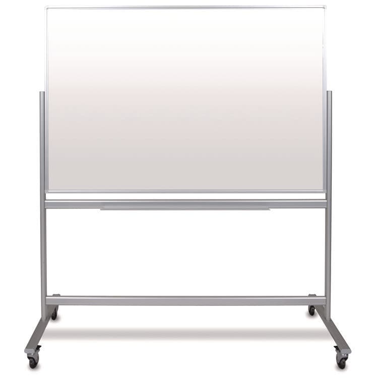 LUXOR WORKSPACES, LLC Mobile Magnetic Glass Dry Erase Board, 60" x 40", White Surface, Silver Aluminum Frame (LXCMMGB6040)