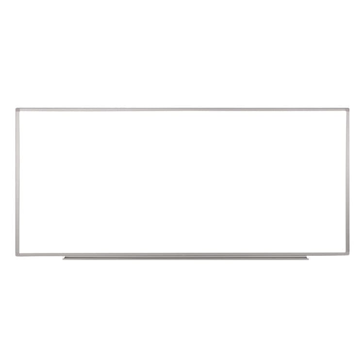 LUXOR WORKSPACES, LLC Wall-Mounted Magnetic Whiteboard, 96" x 40", White Surface, Silver Aluminum Frame (LXCWB9640W)