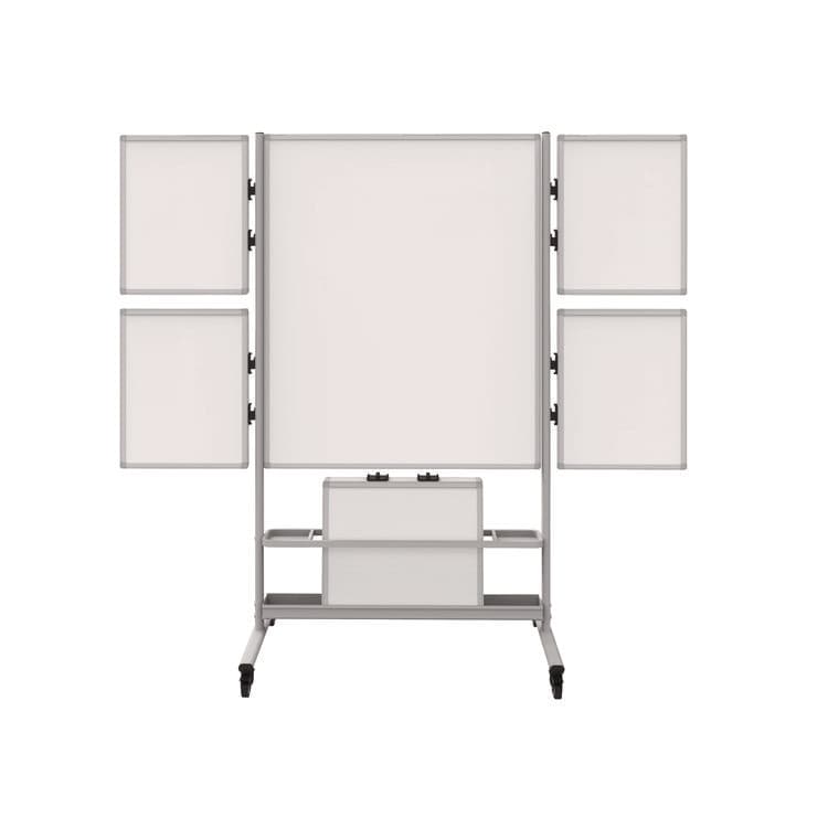 LUXOR WORKSPACES, LLC Mobile Collaboration Station Whiteboard with 4 Attachable Marker Boards, 40.4" x 48.6", White Surface, Silver Aluminum Frame (LXCCLLABSTO)