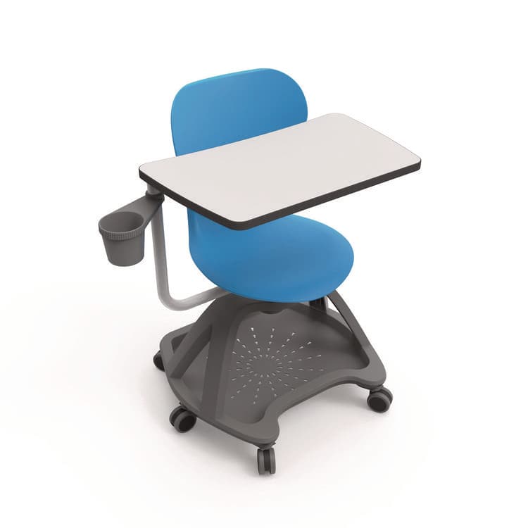 LUXOR WORKSPACES, LLC Classroom Series All-In-One Student Desk and Chair, Supports Up to 330 lb, 19" Seat Height, Blue Seat/Back, Gray Base (LXCSTDENTMTACHR)