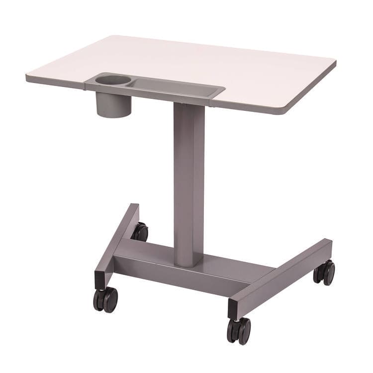 LUXOR WORKSPACES, LLC Pneumatic Sit Stand Desk, 27.5 x 19.5 x 26.25 to 42, White/Gray (LXCSTUDENTP)