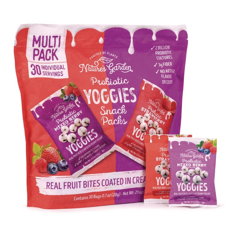 NATURE'S GARDEN Probiotic Yoggies Variety Snack Pack, Assorted Flavors, 0.7 oz Bag, 30/Carton (GRR22002303)