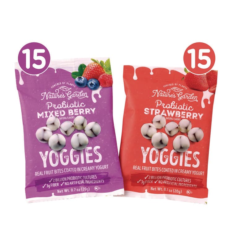 NATURE'S GARDEN Probiotic Yoggies Variety Snack Pack, Assorted Flavors, 0.7 oz Bag, 30/Carton (GRR22002303) thumbnail 4
