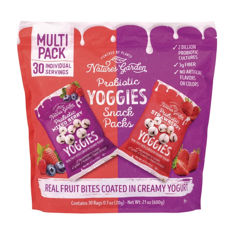 NATURE'S GARDEN Probiotic Yoggies Variety Snack Pack, Assorted Flavors, 0.7 oz Bag, 30/Carton (GRR22002303) thumbnail 2