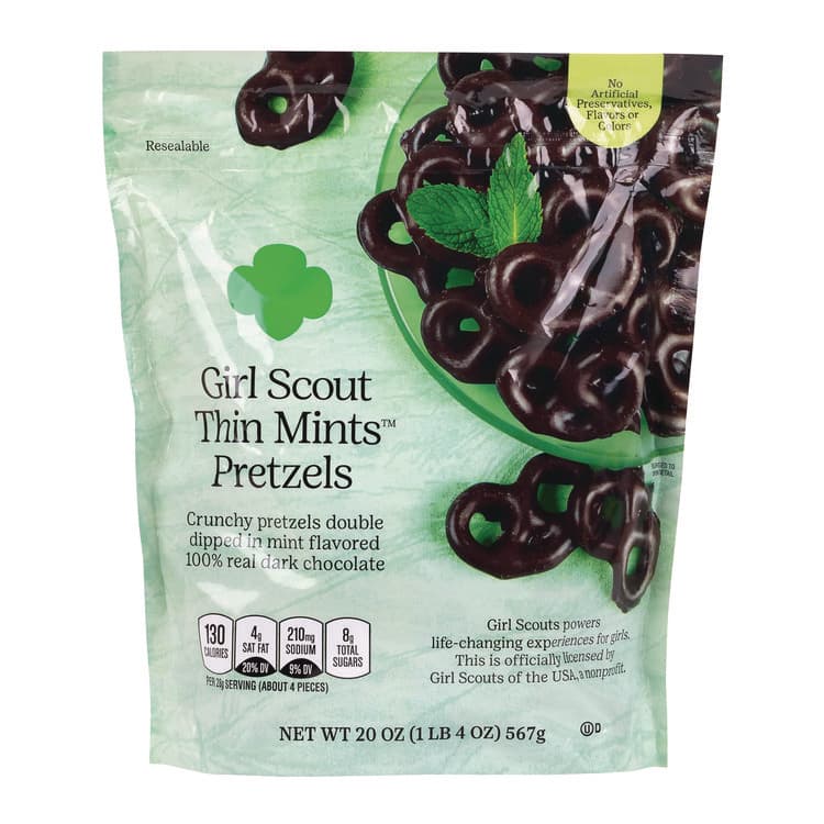 DEVON'S CHOCOLATES Thin Mints Pretzels, Mint Chocolate, 20 oz Bag (GRR22002340)